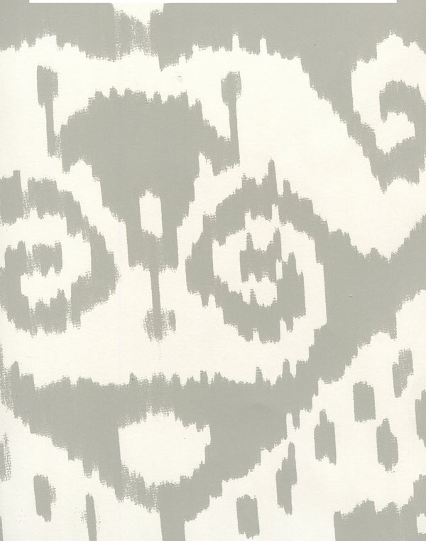 Malaya Gray_on_almost_white Screen Printed - Off-White Wallcovering | China Seas