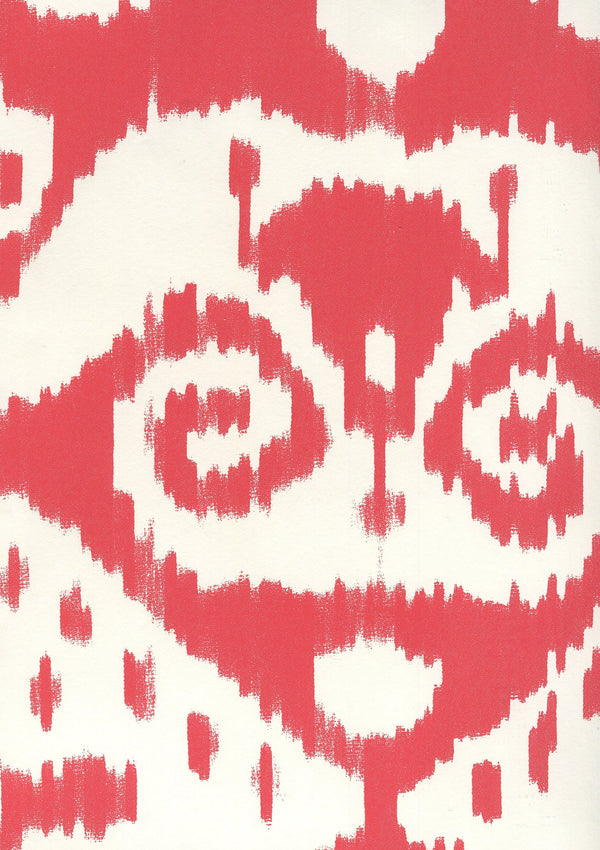 Malaya Red_on_almost_white Screen Printed - Off-White Wallcovering | China Seas