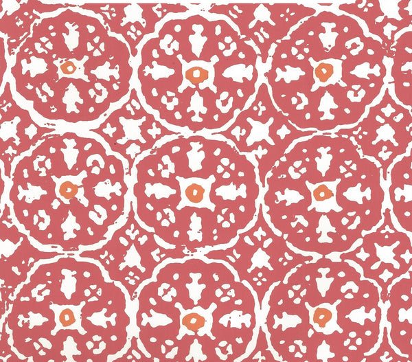 Nitik II New Shrimp Orange Almost White Screen Printed | China Seas