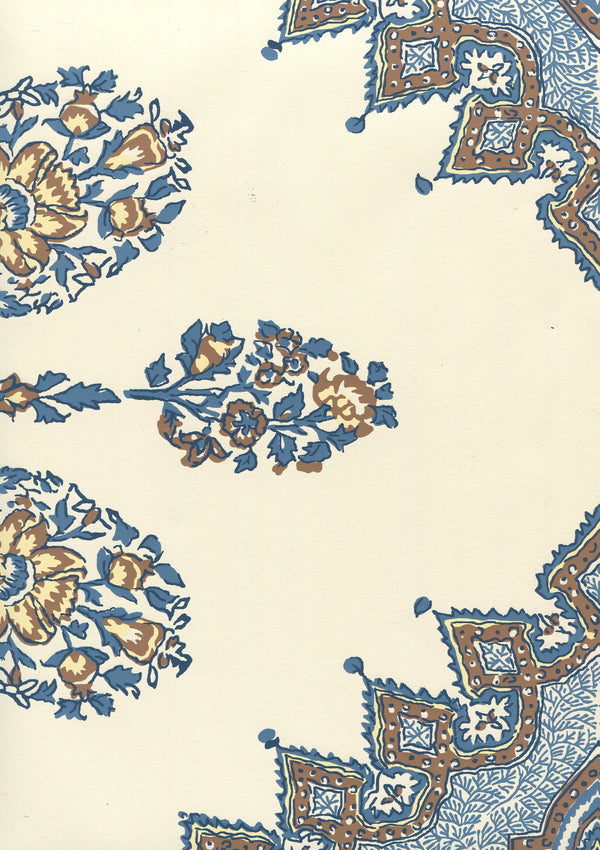 Persepolis Brown Navy on Off White Screen Printed | China Seas
