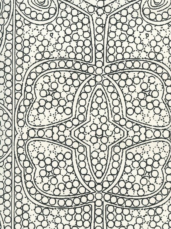 Persia Black_on_almost_white Screen Printed - Cream Wallcovering | China Seas