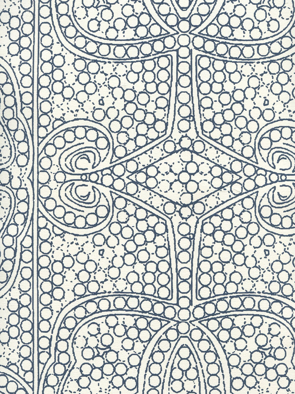 Persia Navy_on_almost_white Screen Printed - Cream Wallcovering | China Seas