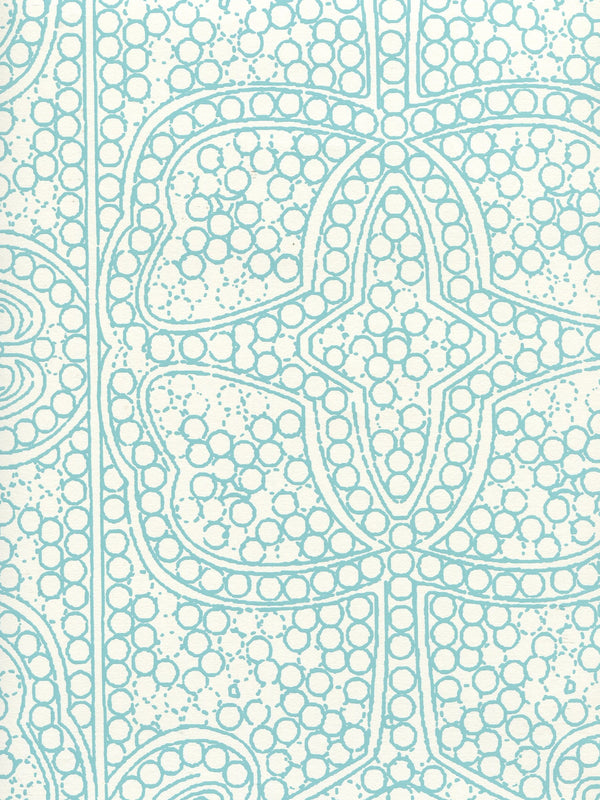 Persia Turquoise_on_Almost_White Screen Printed | China Seas