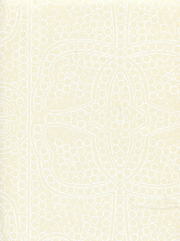 Persia White_on_tan Screen Printed - Cream Wallcovering | China Seas