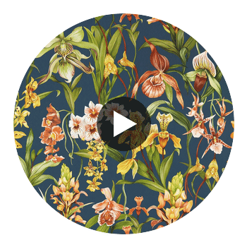 Kalina Midnight/Baked Terracotta/Nectar | Harlequin UK Circular Swatch | Harlequin