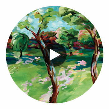 In The Woods Sky/Emerald/Carnelian | Harlequin UK Circular Swatch | Harlequin