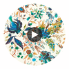 Wonderland Floral Lapis/Emerald/Carnelian | Harlequin UK Circular Swatch | Harlequin