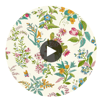 Woodland Floral Peridot/Ruby/Pearl | Harlequin UK Circular Swatch | Harlequin