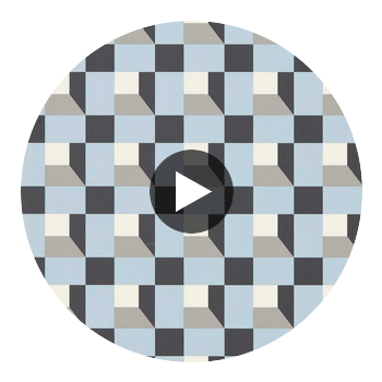Blocks Cornflower/Black Earth/Sketched | Harlequin UK Circular Swatch | Harlequin
