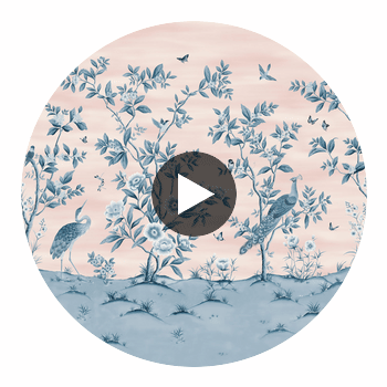 Florence Powder/ China Blue | Harlequin UK Circular Swatch | Harlequin