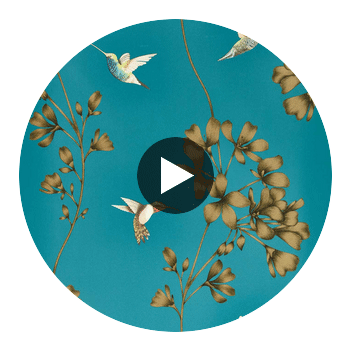 Amazilia Teal/Gold | Harlequin UK Circular Swatch | Harlequin