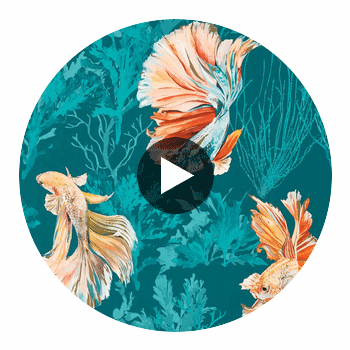 Halfmoon Azurite/ Coral | Harlequin UK Circular Swatch | Harlequin