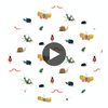 Garden Friends Poppy/Ochre/Leaf | Harlequin UK Circular Swatch | Harlequin
