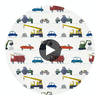 Just Keep Trucking Tomato/Marine/Gecko | Harlequin UK Circular Swatch | Harlequin