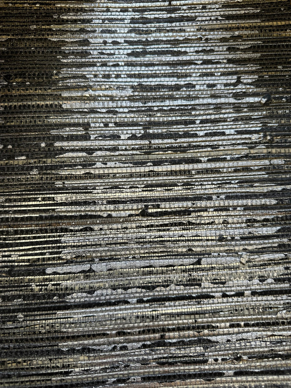 Marco Printed Grasscloth on Stripe Mylar Foil Naturals | Phillipe Romano