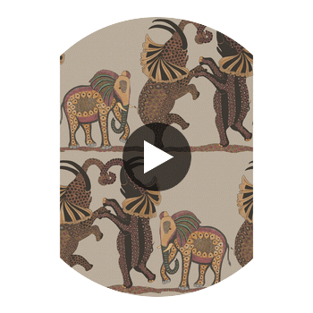 Safari Dance - Red & Linen Multi By Cole & Son | Cole & Son Ardmore |  Wallcovering Print Circular Swatch | DW