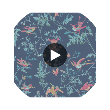 Hummingbirds - Indigo Multi-Colour  By Cole & Son | Cole & Son Selection Of Hummingbirds |Animal/Insects Botanical & Floral Wallcovering Print Circular Swatch | DW
