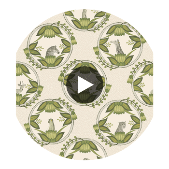 Ardmore Cameos - Stone & Green Multi By Cole & Son | Cole & Son Ardmore |  Wallcovering Print Circular Swatch | DW