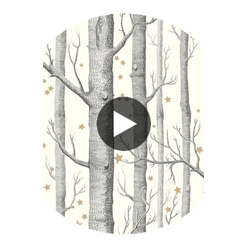 Woods & Stars - Black/White  By Cole & Son | Cole & Son Whimsical | Novelty Wallcovering Print Circular Swatch | DW