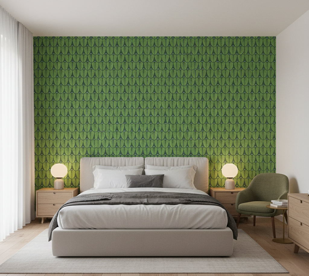 Narina - Leaf Green Green By Cole & Son | Cole & Son Ardmore |  Wallcovering Print - bedroom room setting