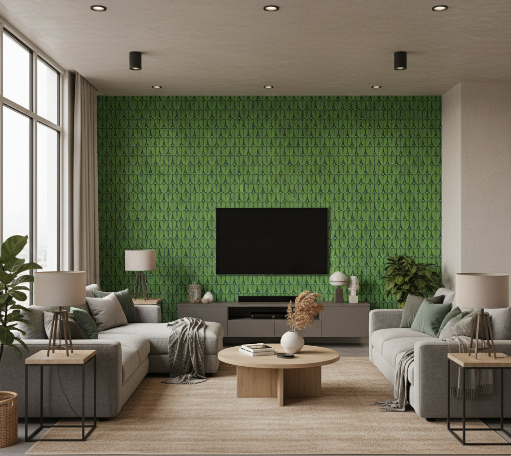 Narina - Leaf Green Green By Cole & Son | Cole & Son Ardmore |  Wallcovering Print - living room room setting
