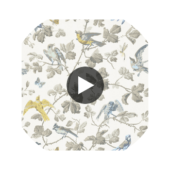 Winter Birds - Yellow & Grey  By Cole & Son | Cole & Son Archive Anthology |Animal/Insects Botanical & Floral Wallcovering Print Circular Swatch | DW