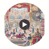 Cabaret - Red & Yellow  By Cole & Son | Cole & Son Whimsical | Novelty Wallcovering Print Circular Swatch | DW