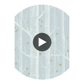 Woods & Stars - Powder Blue  By Cole & Son | Cole & Son Whimsical | Novelty Wallcovering Print Circular Swatch | DW