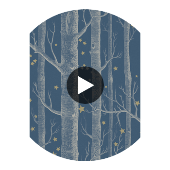 Woods & Stars - Midnight  By Cole & Son | Cole & Son Whimsical | Novelty Wallcovering Print Circular Swatch | DW