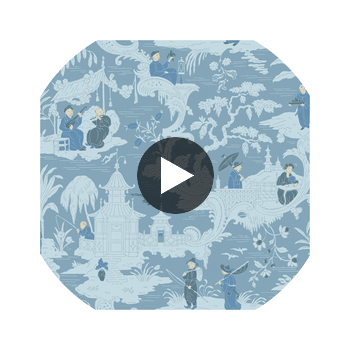 Chinese Toile - Blue  By Cole & Son | Cole & Son Archive Anthology |Chinoiserie Global Wallcovering Print Circular Swatch | DW