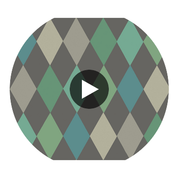 Punchinello - Teal On Char  By Cole & Son | Cole & Son Whimsical |Diamond Geometric Wallcovering Print Circular Swatch | DW