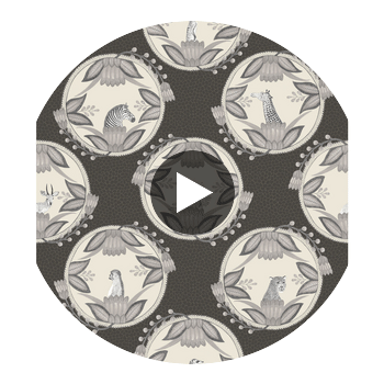 Ardmore Cameos - Black & White Black By Cole & Son | Cole & Son Ardmore |  Wallcovering Print Circular Swatch | DW