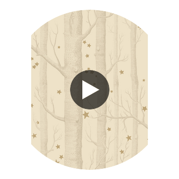 Woods & Stars - Buff/Gold  By Cole & Son | Cole & Son Whimsical | Novelty Wallcovering Print Circular Swatch | DW