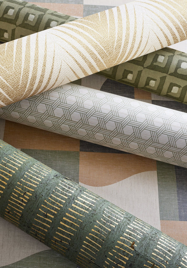 Cork Forest Olive Green - Teal Wallcovering | Thibaut