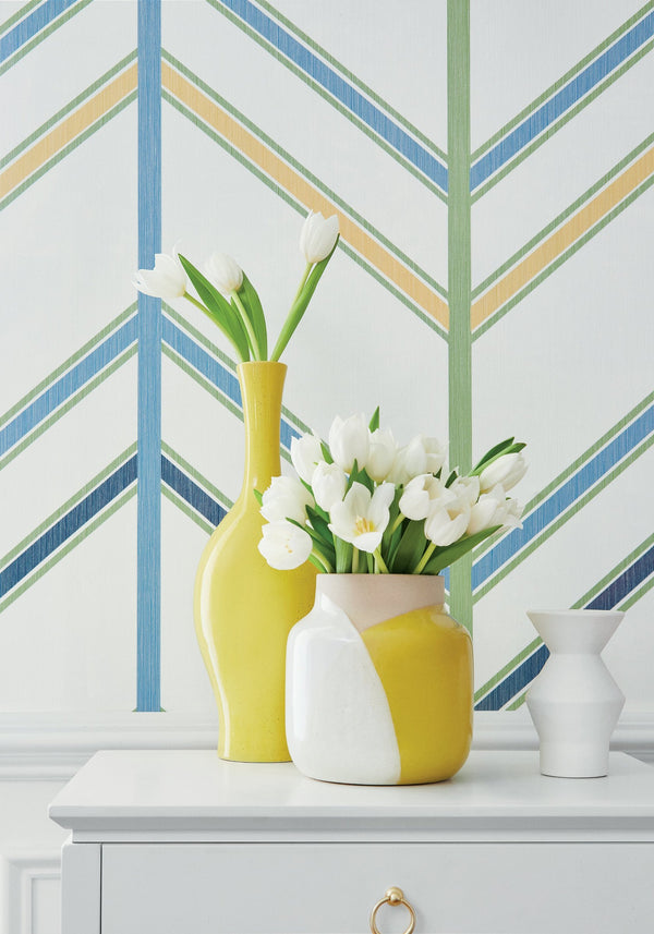 Ventura Blue and Green - Blue and Green Wallcovering | Thibaut