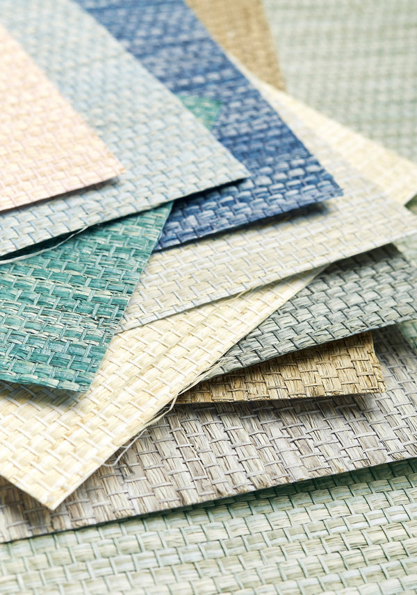 Cape May Weave Teal - Teal Natural Wallcovering | Thibaut
