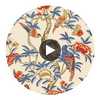 Andreas Stripe Blue and Coral | Thibaut Wallcoverings Circular Swatch | Thibaut Wallpaper