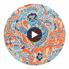 Andreas Stripe Coral and Turquoise | Thibaut Wallcoverings Circular Swatch | Thibaut Wallpaper