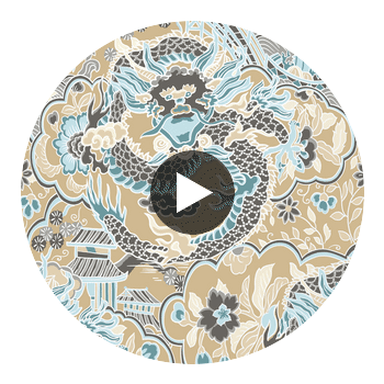 Andreas Stripe Aqua and Beige | Thibaut Wallcoverings Circular Swatch | Thibaut Wallpaper