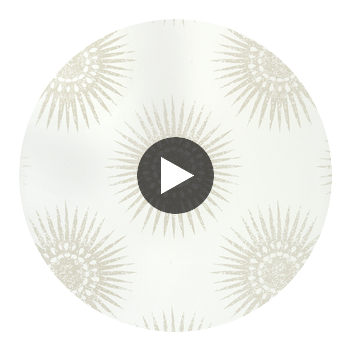 Bahia Metallic Gold on Pearl on White | Thibaut Wallcoverings Circular Swatch | Thibaut
