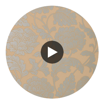 Hathaway Silver on Taupe | Thibaut Wallcoverings Circular Swatch | Thibaut