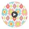 Bimini Ikat Pink and Turquoise | Thibaut Wallcoverings Circular Swatch | Thibaut