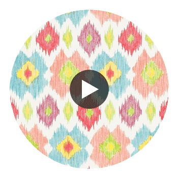Bimini Ikat Pink and Turquoise | Thibaut Wallcoverings Circular Swatch | Thibaut