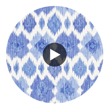 Bimini Ikat Blue and White | Thibaut Wallcoverings Circular Swatch | Thibaut