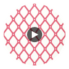 Ingrid Black on Raspberry on White | Thibaut Wallcoverings Circular Swatch | Thibaut
