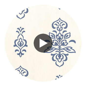 St. Barts Navy on White | Thibaut Wallcoverings Circular Swatch | Thibaut