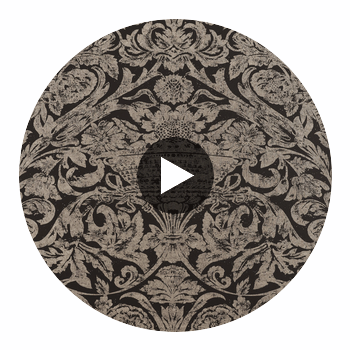 Damask Resource 3 Black | Thibaut Wallcoverings Circular Swatch | Thibaut
