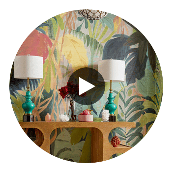 Rainforest Mural Tropical Wallpaper | Thibaut Circular Swatch | Thibaut