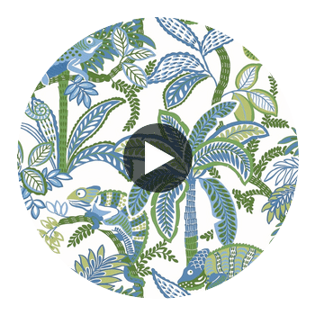 Iggy Blue and Green | Thibaut Wallcoverings Circular Swatch | Thibaut