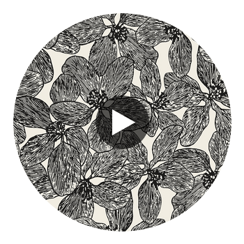 Island Orchid Black and White | Thibaut Wallcoverings Circular Swatch | Thibaut